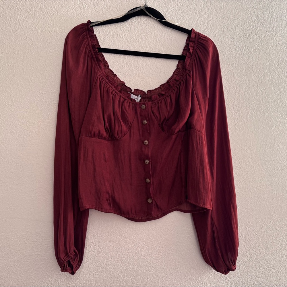And Now This Burgundy Peasant Blouse – Size Large – NWT